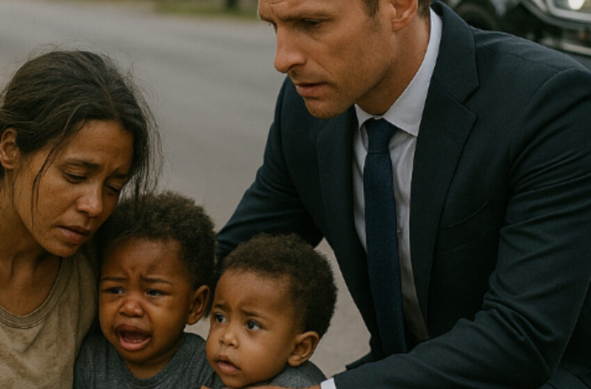  Kvinnan som gick längs vägkanten med sina barn föll ihop, utan krafter att resa sig. När miljardären stannade — förändrades allt för alltid.